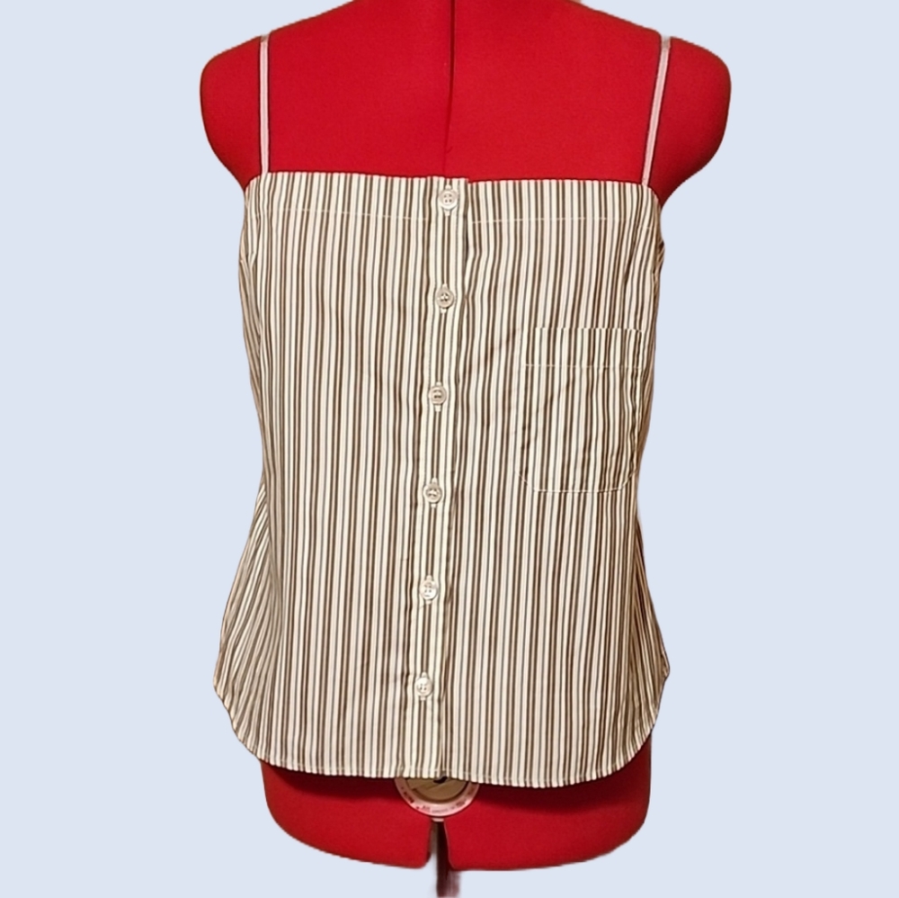 SPORTMAX DELFINE Striped Apron Top w/Breast Pocket